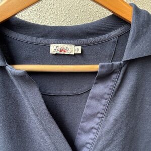 Fatherly Navy Blue crop Sun wash Polo Shirt